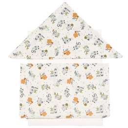 Σετ Σεντόνια 3τμχ Βαμβακερά Κούνιας 100x160εκ. Numbers Green 27986