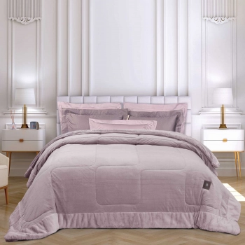 Κουβερτοπάπλωμα Velvet-Faux Fur King 240x250εκ. Premium 3966 Nude Greenwich Polo Club