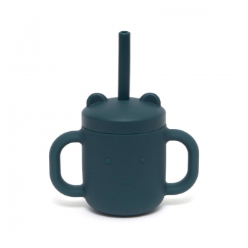 Ποτήρι Σιλικόνης Με Καλαμάκι 175ml Balsam Blue Petit Monkey PTM-SCLS5