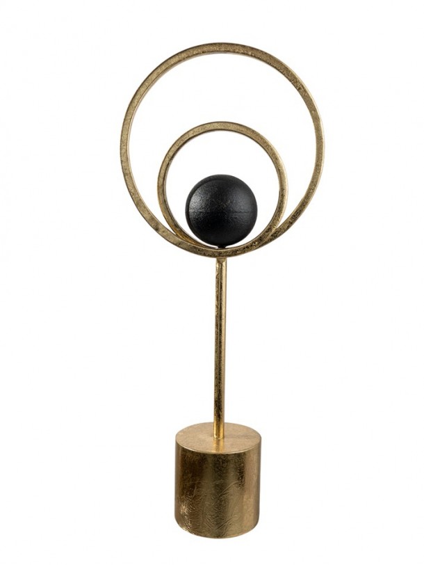 Διακοσμητικό Επιτραπέζιο Μεταλλικό Μαύρο-Χρυσό Με Μπάλα 18x8x43εκ. Zen Collection 26.1.52199