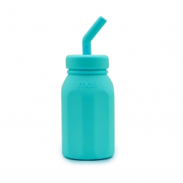 Μπουκάλι Σιλικόνης Με Καλαμάκι 230ml Μπλε Melii MEL20510