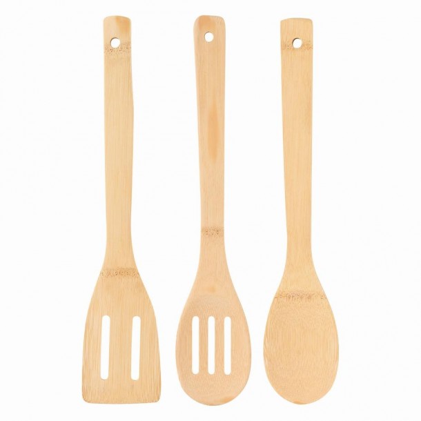 Κουτάλες Κουζίνας Σετ 3τμχ Bamboo Natural 6x0,8x30εκ. Bergner BG00SG1449