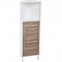 Έπιπλο Γωνιακό MDF-Βελανιδιά Με 1 Ράφι & 1 Ντουλάπι Με Ράφι Στο Εσωτερικό Καφέ-Λευκό 30x30x118εκ. MRShome 1169000