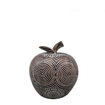Διακοσμητικό Επιτραπέζιο Μήλο Polyresin Καφέ-Λευκό ESPIEL 15,7x13,6x17εκ. FIG228