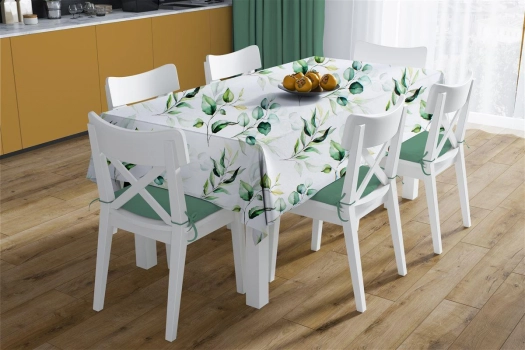 Τραπεζομάντηλο Polycotton Αλέκιαστο 180x300εκ. Green Leaves 462 White-Green DimCol