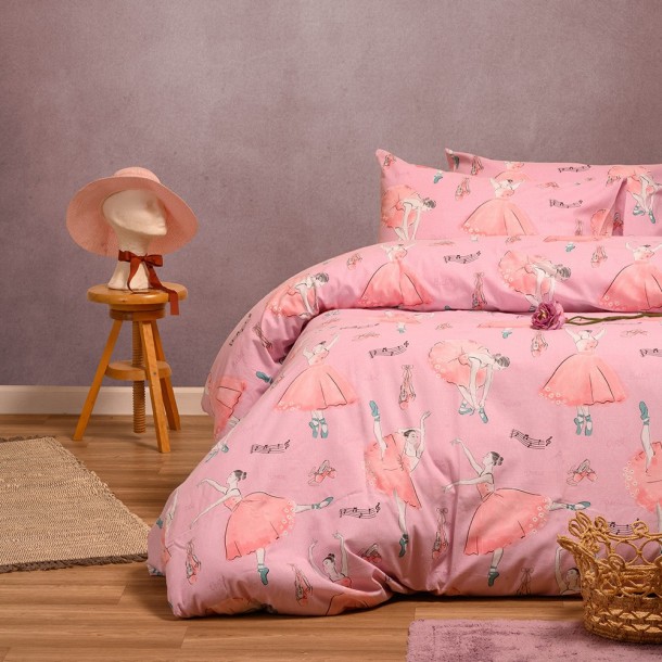 Παπλωματοθήκη Φανελένια Μονή 165x245εκ. Ballet Pink Winter Kids Line Melinen 20004073