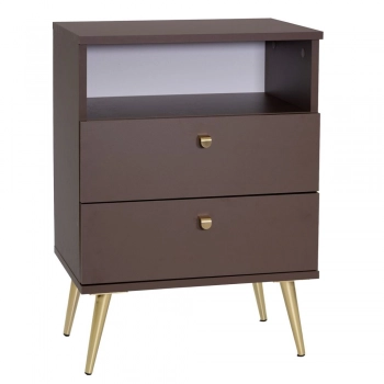 Κομοδίνο Ξύλινο Με Μεταλλικά Πόδια Καφέ-Χρυσό Stolik 50x34x69εκ. iliadis 93746