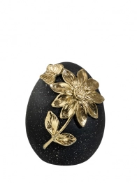 Διακοσμητικό Πασχαλινό Αυγό Με Λουλούδι Polyester Μαύρο-Χρυσό 10,8x11,5x14εκ. Zen Collection 26.6.52421