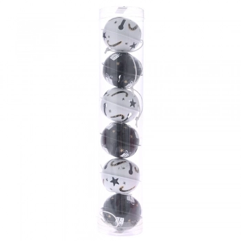 Χριστουγεννιάτικο Κουδούνι Κρεμαστό Σετ 6τμχ Μεταλλικό Λευκό-Μαύρο 5εκ. iliadis 79576