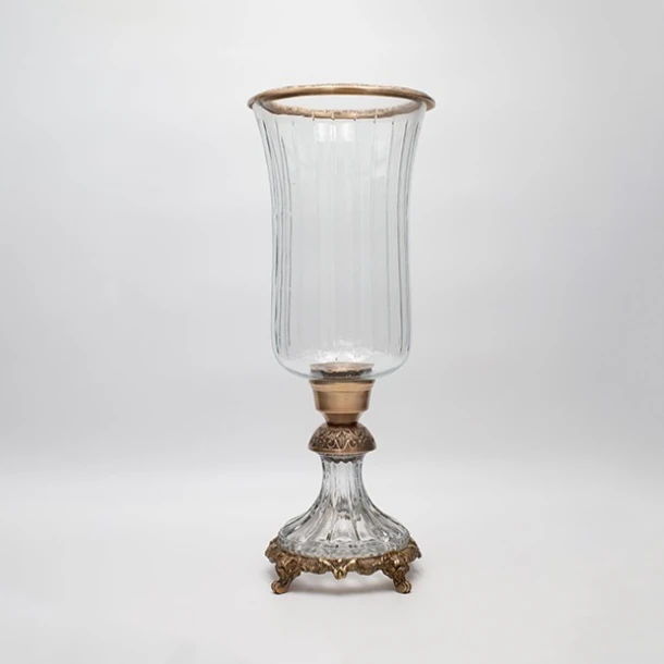 Βάζο Γυάλινο-Μεταλλικό Αντικέ Χρυσό-Διάφανο 17x38εκ. ESTHETI 819-00414