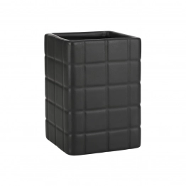 Ποτηροθήκη Κεραμική Μαύρη 7,5x7,5x11εκ. Tiles Estia 02-27704