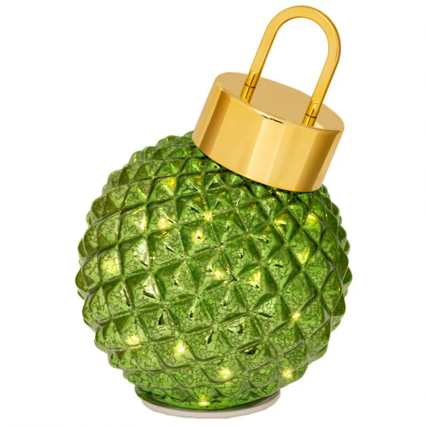Διακοσμητική Χριστουγεννιάτικη Μπάλα Γυάλινη Πράσινη Περιστρεφόμενη Με Led Μπαταρίας Φ18εκ. iliadis 90915