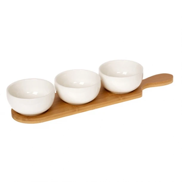 Σετ Μπωλάκι-Ντιπ 3 Θέσεων Πορσελάνης-Bamboo Lotos CRYSPO TRIO 65.000.139