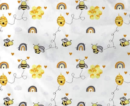 Πάνα Χασές Bebe Βαμβακερή 80x80εκ. Honey Bee 545 White-Yellow Dimcol