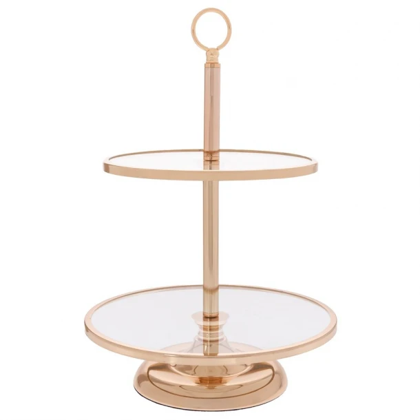 Ορντερβιέρα 2 Όροφη Γυάλινη-Μεταλλική Χρυσή 30x30x44εκ. iliadis 92616