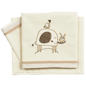 Σετ Σεντόνια Βαμβακερά Κούνιας 120x180εκ. Elephant Εκρού 29023