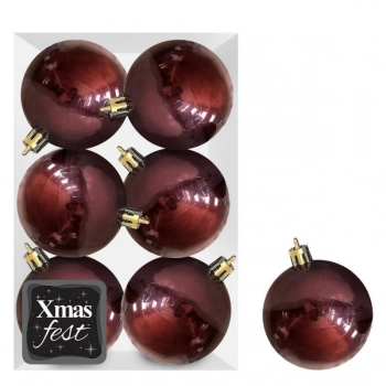 Σετ Μπάλες 6τμχ Περλέ Μπορντώ Δ6εκ. Xmas fest 93-3541