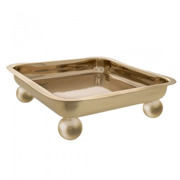 Διακοσμητικός Δίσκος Με Πόδια Μεταλλικός Χρυσός 28x28x7εκ. iliadis 86770