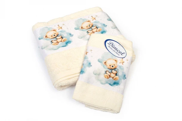 Σετ Πετσέτες 2τμχ Μπεμπέ Βαμβακερές Cute Bear 303 Ecru DimCol