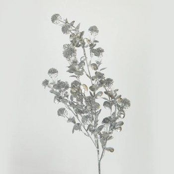 Κλαδί Με Φύλλα Πλαστικό 60εκ. Ασημί ESTHETI 758-12114