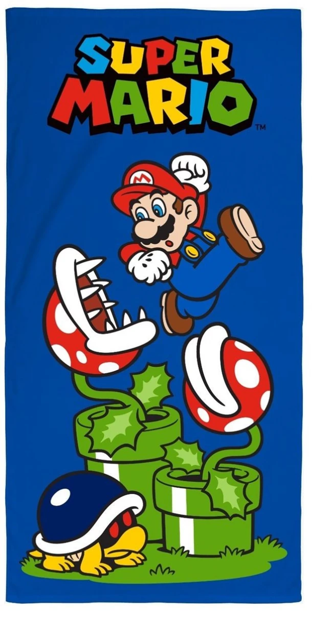Πετσέτα Θαλάσσης Παιδική Quick Dry Microfiber 70x140εκ. Nintendo Super Mario 167 Dark Blue Dimcol