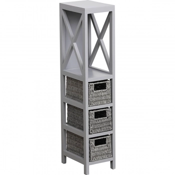 Έπιπλο MDF Με 1 Ράφι & 3 Συρτάρια Γκρι 17x24x82εκ. MRShome 1221000
