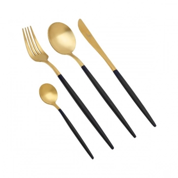 Μαχαιροπήρουνα Σετ 24τμχ Μαύρο-Χρυσό Matte Senso Cryspo Trio  45.803.24