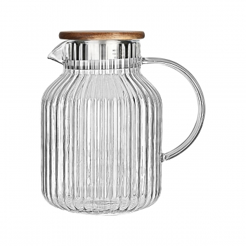 Κανάτα Γυάλινη Διάφανη Με Ξύλινο Καπάκι Allure 1300ml-17,3x12,7x17,6εκ. Estia 01-36782