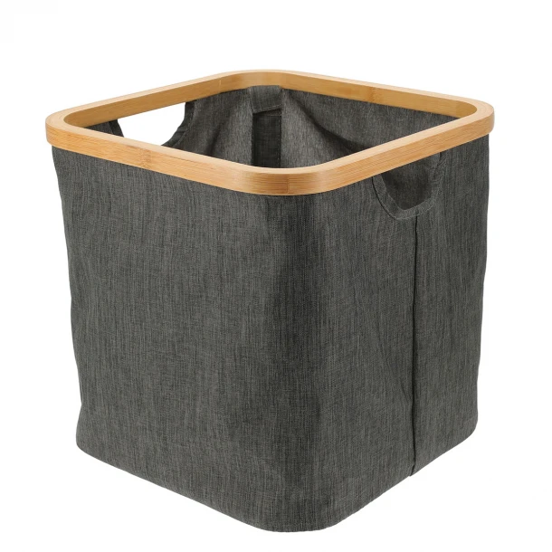 Καλάθι Αποθήκευσης Polyester Με Bamboo 30,5x30,5x30εκ. Deep Grey MRShome 0071000