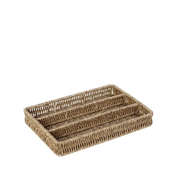 Καλάθι Σερβιρίσματος Με Διαχωριστικά Ψάθινο Μπεζ ESPIEL 28x19x4εκ.