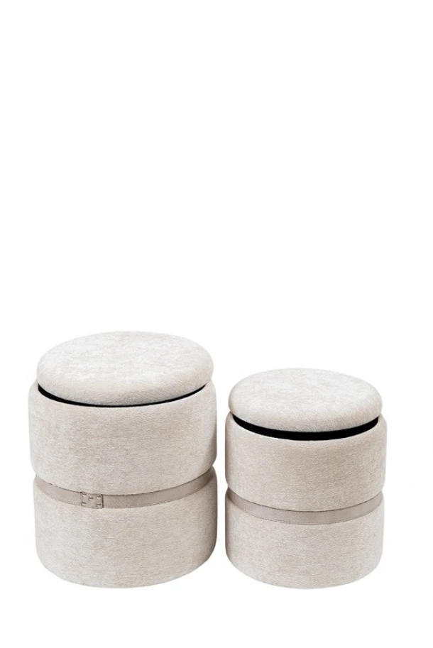 Σκαμπώ Σετ 2τμχ Μπεζ 41x41x45εκ./35x35x38εκ. Zen Collection 26.31.52918