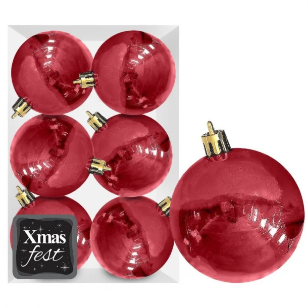Σετ Μπάλες 6τμχ Περλέ Κόκκινες Δ10εκ. Xmas fest 93-3530