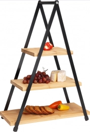 Σταντ Σερβιρίσματος 3 Επιπέδων 38-28-18x15x53εκ. Bamboo-Μεταλλικό 784610100