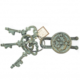 Διακοσμητικό Κλειδί Σετ 3τμχ Με Λουκέτο Σιδερένιο Αντικέ Πράσινο 27εκ. Royal Art CAS3/894GR