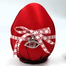 Πασχαλινό Διακοσμητικό Αυγό Γυάλινο Με Κόκκινο Σατέν Ύφασμα Royal Art 13εκ. GOU21/8/12RD