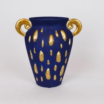 Βάζο Κεραμικό Μπλε-Χρυσό 27,3x9,8x29εκ. ESTHETI 819-00367
