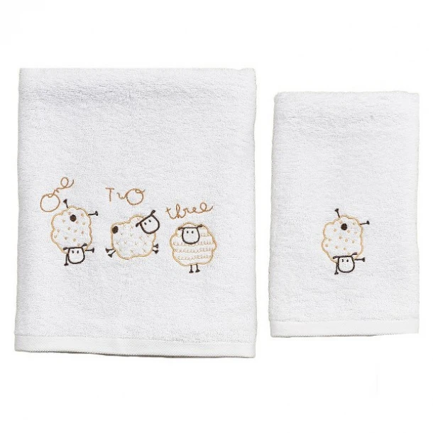 Σετ Πετσέτες 2τμχ Μπεμπέ Βαμβακερές Sheep Εκρού 57593