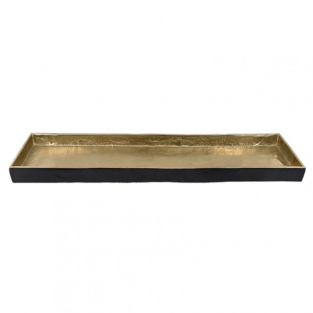 Διακοσμητικός Δίσκος-Πιατέλα Σφυρήλατη Μεταλλική Μαύρη-Χρυσή Art Et Lumiere 76x15,5x3εκ. 09666