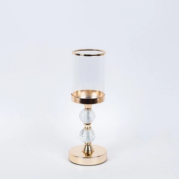 Κηροπήγιο Γυάλινο-Μεταλλικό Χρυσό-Διάφανο 12x34.5εκ. ESTHETI 752-24100