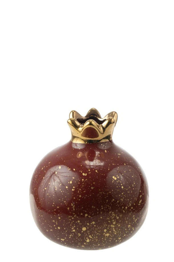 Ρόδι Κεραμικό Μπορντώ-Χρυσό 12,7εκ. Zen Collection 24.3.50526