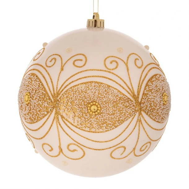 Χριστουγεννιάτικη Μπάλα Πλαστική Περλέ Λευκή 20εκ. iliadis 90969