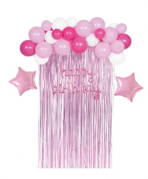 Σετ Μπαλόνια 35τμχ Happy Birthday Ροζ-Λευκό-Ματζέντα 2437399