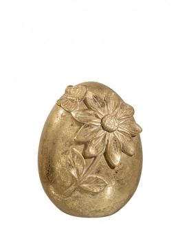 Διακοσμητικό Πασχαλινό Αυγό Με Λουλούδι Polyester Χρυσό 10,8x11,5x14εκ. Zen Collection 26.6.52422