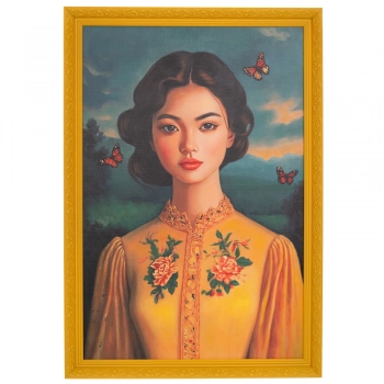 Πίνακας Χειροποίητος Με Γυναικεία Φιγούρα Σε Κίτρινη Κορνίζα 80x115εκ. iliadis 92505