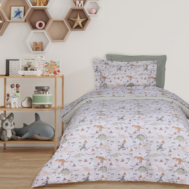 Σετ Σεντόνια Βαμβακερά Μονά 170x260εκ. Kid Line 4937 Μπεζ-Λαδί Das Kids