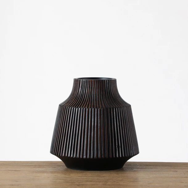 Βάζο Ανάγλυφο Polyresin Καφέ 24,5x24,5εκ. ESPIEL FIK402