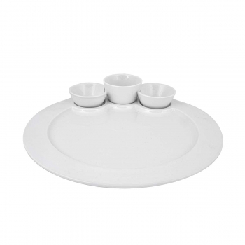 Πιατέλα Με 3 Ντιπάκια Πορσελάνης Opera Λευκή Art Et Lumiere 29εκ. 06909