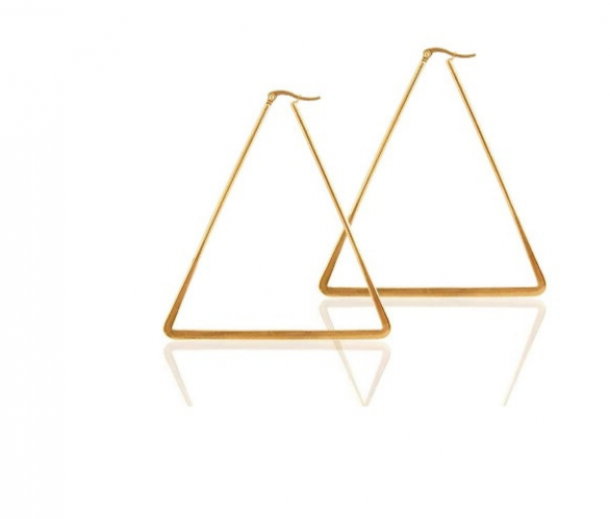 Σκουλαρίκια Κρίκοι Τρίγωνο Ανωξείδωτο Ατσάλι Χρυσοί 4,5x4,5εκ. 24-6025