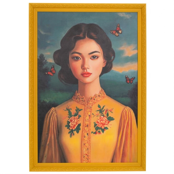 Πίνακας Χειροποίητος Με Γυναικεία Φιγούρα Σε Κίτρινη Κορνίζα 80x115εκ. iliadis 92505