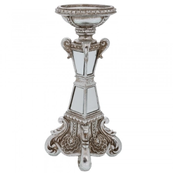 Κηροπήγιο Polyresin Vintage Ασημί 10x26εκ. iliadis 89728